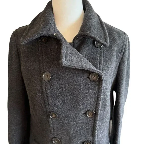 JCrew gray peacoat stadium cloth Nellie Gori size 8 - Picture 2 of 4